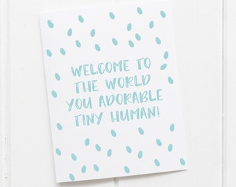 Congratulations New Baby Card, Congrats On The Tiny Human, Baby Gift, New Baby Greeting Card, New Mom Congratulations Card