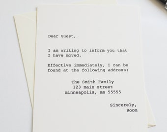 Personalized Moving Announcement, Change of Address Card, Address Change Announcements with Envelopes, Funny Address Change Cards