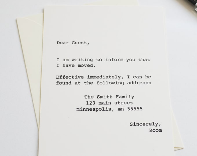 Personalized Moving Announcement, Change of Address Card, Address Change Announcements with Envelopes, Funny Address Change Cards