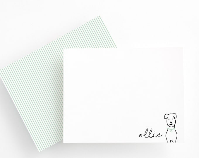 Personalized Stationery Set, Flat Note Card Set, Dog Stationery, Personalized Stationery Set, Kids Stationery