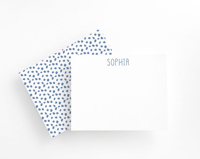 Custom Notecards, Blue and White Stationery Set, Patterned Stationery Set for, Personalized Writing Set, Girls Letter Writing Set