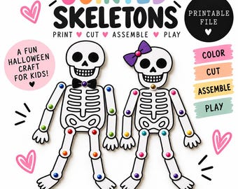 Printable Skeleton Craft for Kids | Build a Skeleton Halloween Activity | Movable Skeleton Craft | Classroom Halloween Printable
