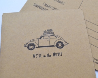 POSTCARD SET - We're on the move personalized postcards, Moving announcement postcards, Set of moving announcements, Funny  Moving Cards