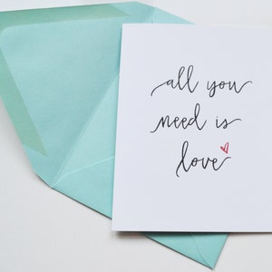 Alles, was Sie brauchen, ist Liebe Dankeschön, Leere Dankeschön, Liebesanmerkung, Nette Correspondence Card, Nette Grußkarte, Dankeschön-Karte