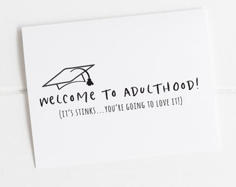 Funny Graduation Cards, Funny Congratulations Cards for Senior Graduates, Welcome to Adulthood Card, Congrats Cards for Graduates