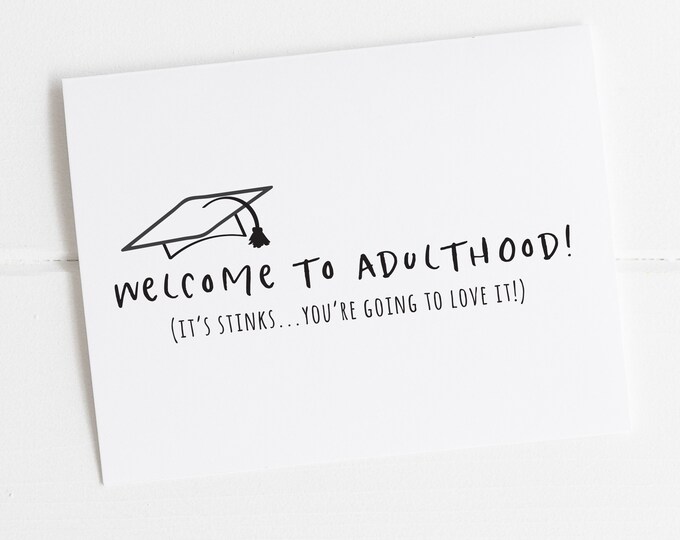 Funny Graduation Cards, Funny Congratulations Cards for Senior Graduates, Welcome to Adulthood Card, Congrats Cards for Graduates