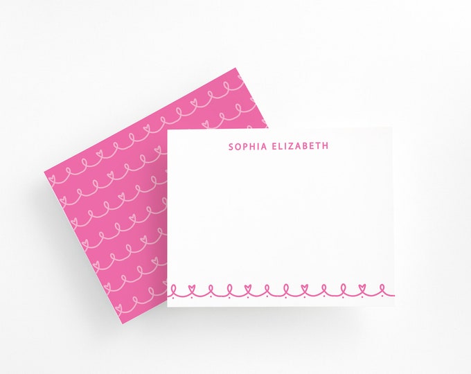 Personalized Heart Stationery for her,  Custom gift for Teacher, Girls Birthday Party Thank You Cards, Personalized Gratudation Gifts