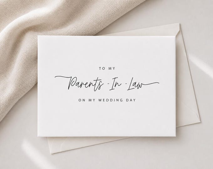 Wedding Card for Parents In Law, To My In Laws on Wedding Day Card