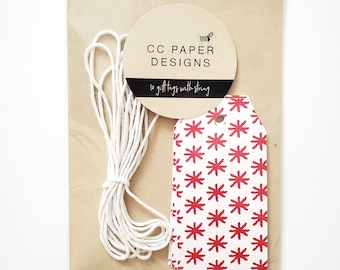 Red Holiday Gift Tags, Gift Labels, Simple Modern Hang Tags for Presents, Holiday Gift Giving