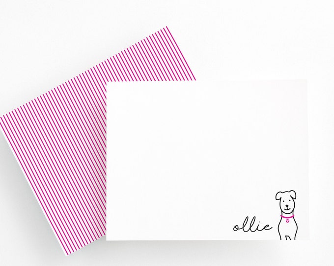 Custom Flat Stationery Set, Cute Little Dog Personalized Note Cards, Custom Stationery Set, Dog Stationery, Colorful Notecards