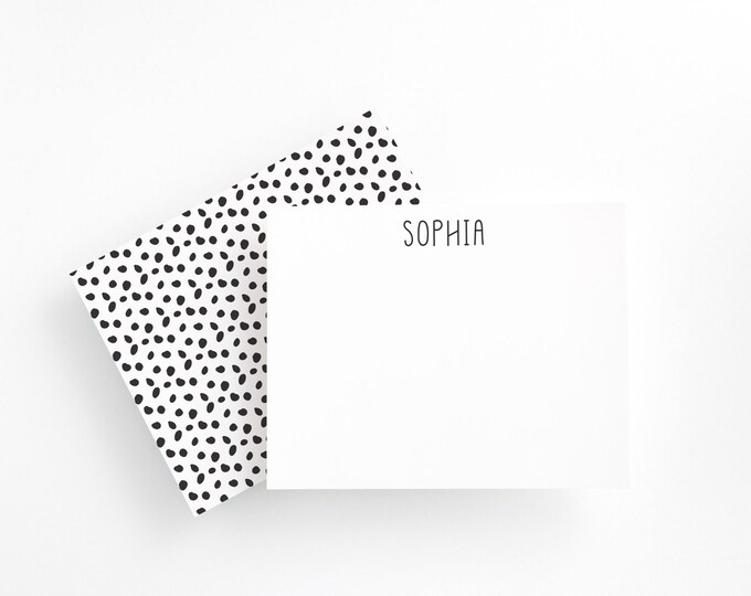 Dot Stationery Set, Personalized Note Cards with Envelopes, Modern and Unique Customized Notecards