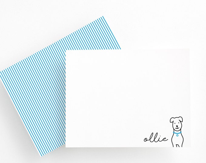 Personalized Thank You Notes for Kids, Personalized Flat Stationery, Custom Stationery Set, Note Card with Dog, Colorful Notecards