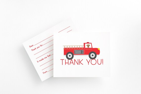 Firetruck FILL IN ~ Kids Custom Thank You or Note Cards