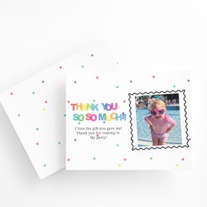 Verjaardagsbedankkaarten voor kinderen met foto - invulbare feestnotities | Kleurrijk bedankje van Child | Leuke briefpapierset voor kinderen