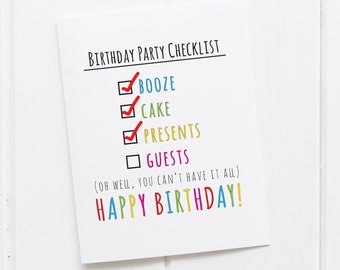 Birthday Party Checklist Card