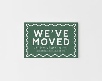 Forest Green Moving Announcement Cards – Simple Personalized We’ve Moved Cards | Flat Change of Address Card Set