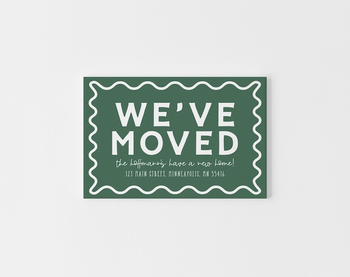 Forest Green Moving Announcement Cards – Simple Personalized We’ve Moved Cards | Flat Change of Address Card Set