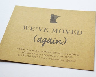 PERSONALIZED POSTCARD SET: We've Moved Again Postcards, Moving Announcements, Custom State Change of Address Cards, Address Change Cards