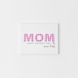 Tarjeta personalizada del Día de las Madres para mamá en Pink Gingham, Tarjeta personalizada del Día de las Madres para mamá, Primera tarjeta del Día de las Madres de los niños, Tarjeta de mamá