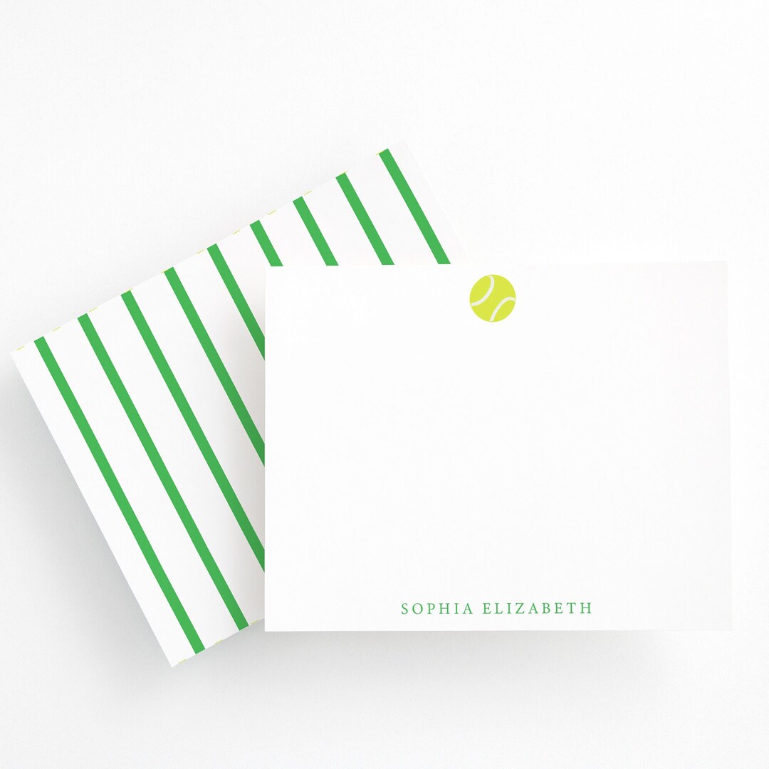Personalized Tennis Ball Note Cards, Tennis Stationery, Tennis Player ...