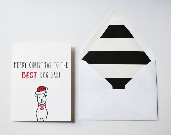 GREETING CARD - Merry Christmas to the Best Dog Dad Card, Cards for Dog People, Dog Lover Card and Gift, Dog Christmas Card, Dog Lover