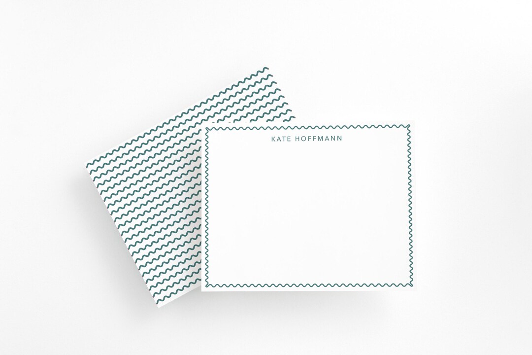 Personalized Forest Green Stationery Set – Custom Name Note Cards ...