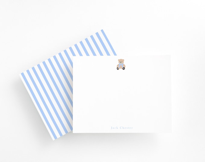 Teddy Bear Stationery, Light Blue Neutral Baby Stationery Set, Vintage Baby, Little Boy Stationery, Baby Shower Gift, Baby Gift