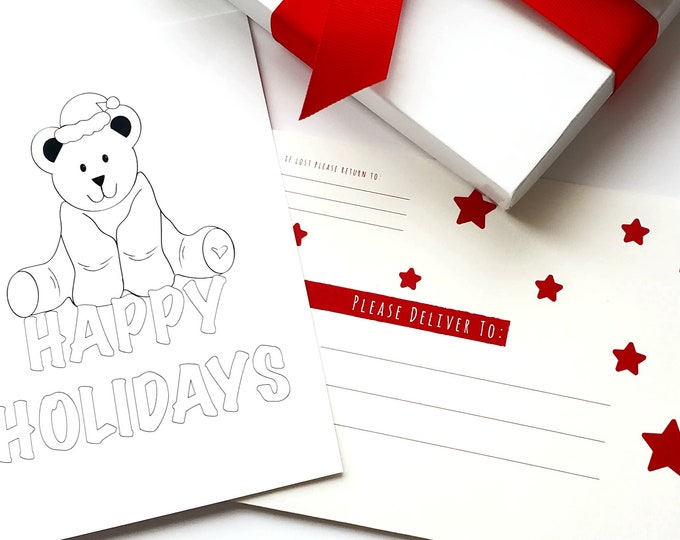 Merry Christmas Color-In Card with Red and White Printed Envelope