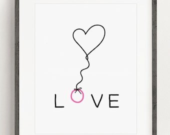 Print at Home LOVE Art, Typography, Wall Art, Anniversary Gift, Home Decor, Print at Home Decor, I love you wall art, Love Typography