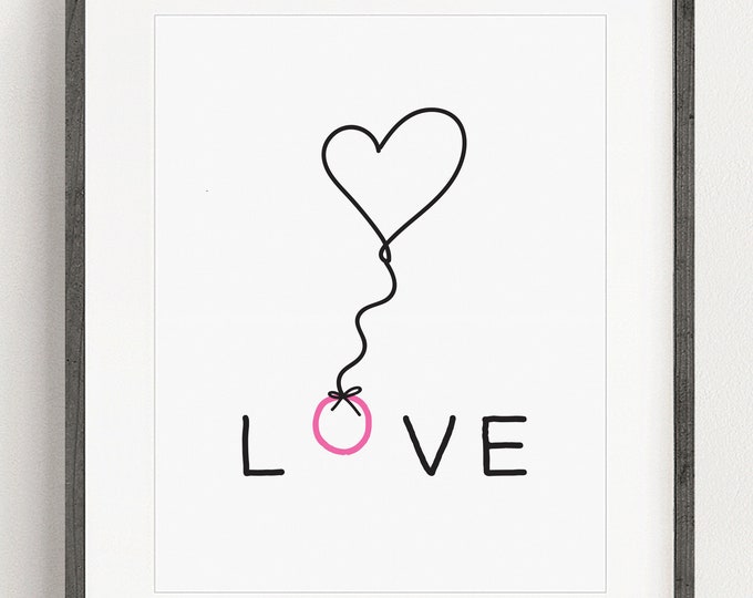 Print at Home LOVE Art, Typography, Wall Art, Anniversary Gift, Home Decor, Print at Home Decor, I love you wall art, Love Typography