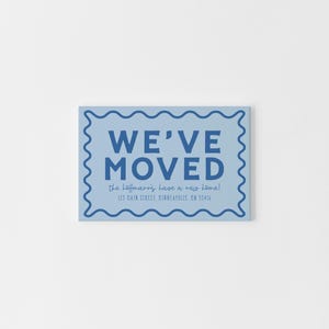 Blauwe We've Moved-kaarten: gepersonaliseerde verhuisaankondigingskaarten | Nieuwe adreskaartjes | Eenvoudige adreswijziging voor gezinnen