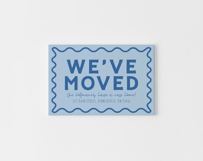 Blue We’ve Moved Cards – Personalized Moving Announcement Cards | New Address Cards | Simple Change of Address for Families