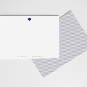 Marine Herz Dankeskarten - Personalisierte Hochzeit Dankeskarten - Flache kundenspezifische Mitteilungskarten - Modernes Braut Briefpapier Set