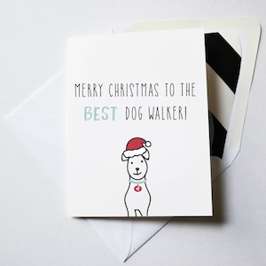 Joyeux Noël au meilleur modèle imprimable pour promeneur de chien, carte de Noël Merci pour promeneur de chien, cartes de vœux imprimables, cartes de chien