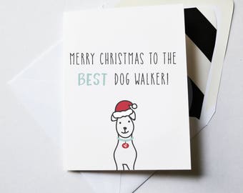 CARTE DE NOËL, Joyeux Noël au meilleur promeneur de chien, carte de gardien de chien, cadeau de gardien de chien, carte de vacances de chien, cadeau de promeneur de chien, cartes de chien
