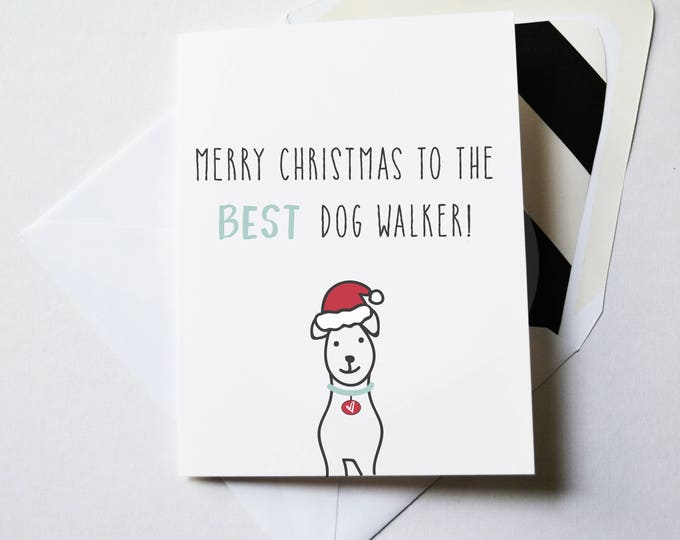 Merry Christmas to the Best Dog Walker Printable Template, Christmas Card Thank You for Dog Walker, Printable Holiday Cards, Cards from Dog
