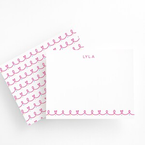 Whimsical Girls Stationery Set, Personalized Rainbow Heart Note Cards, Cute Kids Stationery with Name, Fun Custom Flat Cards
