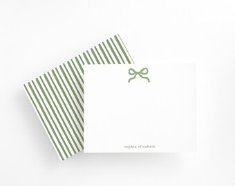Personalisiertes Salbeigrünes Bogen Briefpapier Set: Benutzerdefinierte Grußkarten