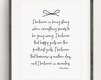 Print at Home Audrey Hepburn Wall Art, Wall Art for Girls, Inspiring Quotes by Women, Inspiring Audrey Hepburn Wall Art for Girls