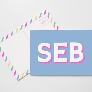Kit di cancelleria personalizzato arcobaleno pastello - Cartoline monogramma per ragazze, set di cancelleria moderno per campeggio, grazioso set di scrittura per bambini in colori pastello