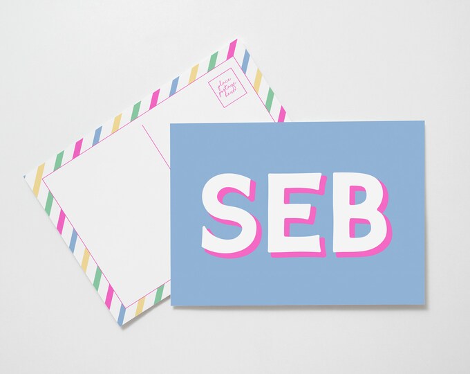 Personalized Girls Camp Postcard Set – Monogram Postcards for Girls, Modern Stationery for Kids, Custom Kids Postcards, Girls Writing Set