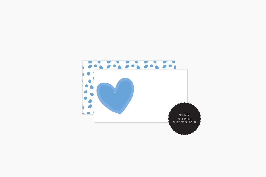 Blue Mini Notes Heart Mini Note Cards, Blue Stationery Set, Tiny Thank You Notes - Etsy