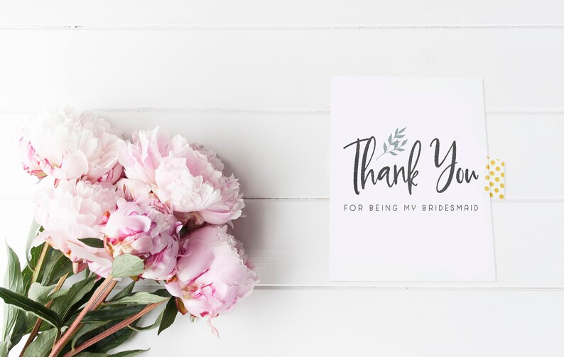 Wedding Party Cards Thank you card Thank you from Bride to Bridesmaid on wedding day Wedding Day Cards Thank you for Being my Bridesmaid