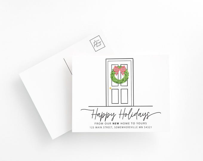 Personalized Holiday Move Announcement, Holiday Moving Announcements, New Home Christmas Postcard,