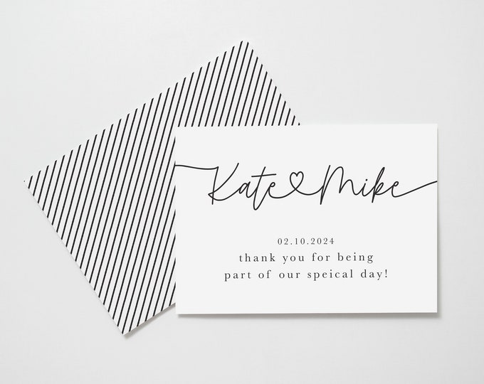 Personalized Thank You Wedding Card, Vendor Thank You Cards, Bulk Wedding Day Thank You Cards for Vendors, Wedding Thank You Card Pack