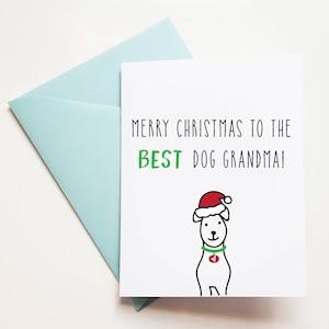 TARJETA IMPRIMIBLE para la mejor abuela perruna, tarjeta descargable para abuela perruna, saludo navideño para abuela perruna