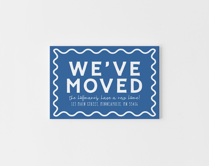 Change of Address Cards Blue, We've Moved Flat Cards, New Address Announcement, Modern Moving Cards, Simple Address Change Cards