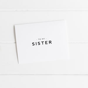 Tarjeta minimalista para el día de la boda para una hermana, tarjeta sencilla para mi hermana, hermana de la novia, hermana del novio, tarjetas de boda para la familia