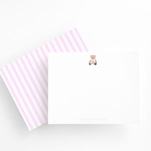 Articoli di cancelleria per neonata con orsetto rosa – Regalo personalizzato per baby shower – Biglietti d'auguri vintage per neonati – Set regalo personalizzato per neonati