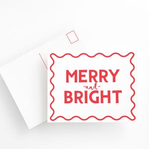 Conjunto de cartões postais de Natal simples em vermelho e branco, cartões postais de Natal alegres e brilhantes, conjunto de cartões postais de Natal,